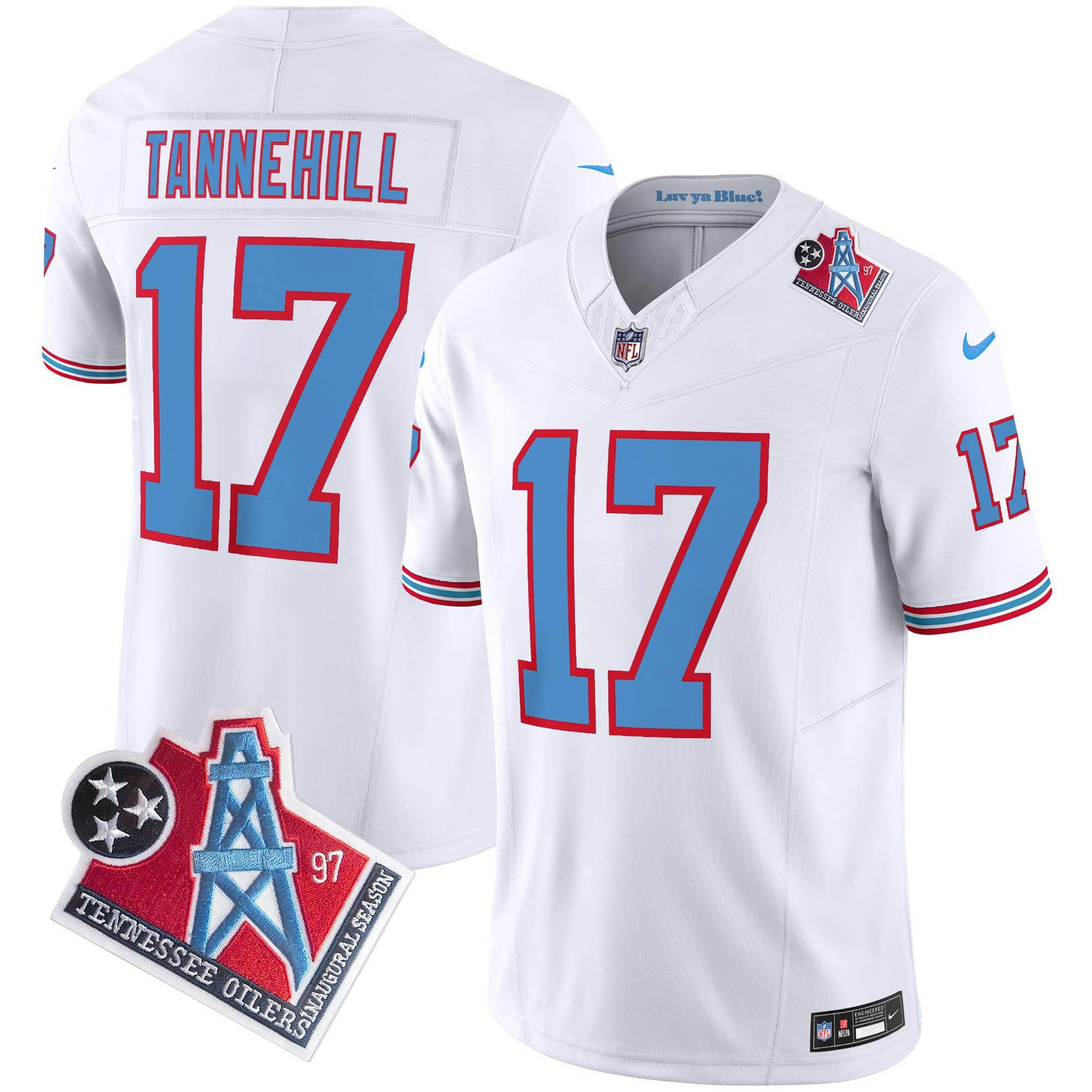 Men Tennessee Titans 17 Tannehill White 1997 Throwback 2024 Nike Limited Vapor NFL Jersey